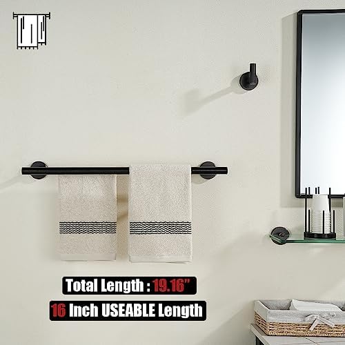 JQK Double Towel Bar Oil Rubbed Bronze, 19 Inch 304 Stainless Steel Thicken 0.8mm Towel Rack Bathroom, Towel Holder ORB Wall Mount, Useable Length 16 Inch, TB100L16-ORB - Image 3
