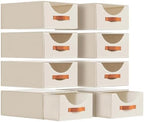 Homsorout Large Closet Storage Bins with Drawer, Fabric Bins for Organization, Collapsible Storage Drawers Organizer for Bedroom, Living Room, 8 Pack, Beige by Homsorout