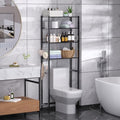 samstar 4 Tier Over The Toilet Storage Rack, Bathroom Organizer Shelves Cabinet Above Toilet, with Adjustable Height Freestanding Shelf Space Saver, Black by Samstar