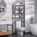 samstar 4 Tier Over The Toilet Storage Rack, Bathroom Organizer Shelves Cabinet Above Toilet, with Adjustable Height Freestanding Shelf Space Saver, Black by Samstar
