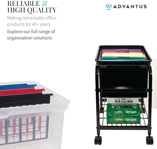 Innovative Storage Designs 55797 File Tote with Hinged Lid, Letter, Plastic, Clear/Navy - Image 7