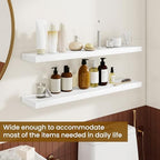 Dreamland 36Inch Floating Shelves for Wall, Rustic Wooden White Floating Shelves for Bathroom|Bedroom|Kitchen, Deep Wall Mounted Book Shelf, Wood Storage Display Shelf for Home Decor, Set of 2 - Image 3