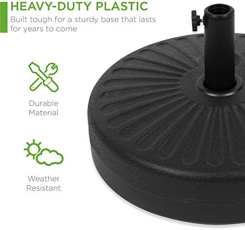 Best Choice Products Fillable Umbrella Base Stand Round Sunburst Plastic Patio Umbrella Base Stand, Pole Holder for Outdoor, Lawn w/ 55lbs Weight Capacity, Adjustment Knob - Image 3