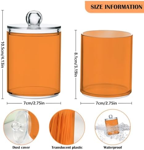 4 Pack Qtip Holder Dispenser with Lids,Orange Storage Containers,Bathroom Canisters Organizer for Cotton Ball,Cotton Swab,Cotton Round Pads,Floss 21214718 - Image 2