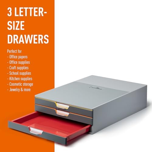 Durable Varicolor Drawer Organizer, 3 Color Coded Drawers, Gray - Image 4