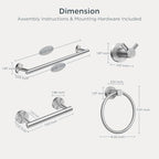 FORIOUS Bathroom Accessories, 4-Piece Bathroom Hardware Set - 30" Towel Bar - Image 2