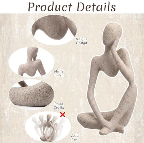 Mifoci 2 Pcs Heavy Duty Thinker Bookends Large Sandstone Book Shelves Decor - Image 3