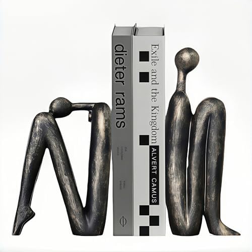 Book Ends for Shelves, Artistic Resin Sculpture Book Stoppers, Minimalist Home Office Decorative Gift for Book Lovers & Designers, Perfect for Bookshelf & Desk Organization, Set of 2 by SZGYCSM