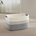 45L Small Woven Laundry Basket Hamper with Leather Handles,Grey by SunNewt