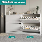 Xixini Shoe Storage Cabinet for Entryway with 2 Flip Drawers, Wood Freestanding Hidden Shoe Storage, Narrow Slim Sturdy Shoe Organizer for Front Door Entrance, Living Room, Hallway, Bedroom, White - Image 3