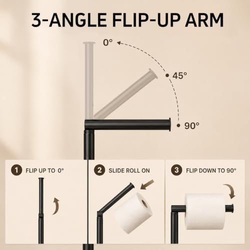 Matte Black Freestanding Toilet Paper Holder Stand, 3.3 lbs Base - Image 2