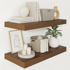 Vivelove 12" Deep Floating Shelves 24x12” Set of 2, Walnut by VIVELOVE