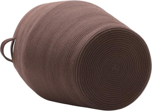 26"x20" Extra Large Tall Woven Laundry Basket with Lid, Cotton Rope Blanket Storage Basket, Freestanding Decorative Bin for Bedroom Living Room, Dark Brown - Image 2