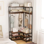 GIANTEX Corner Coat Rack, L-Shaped Hall Tree with Bench and Shoe Storage - Image 6