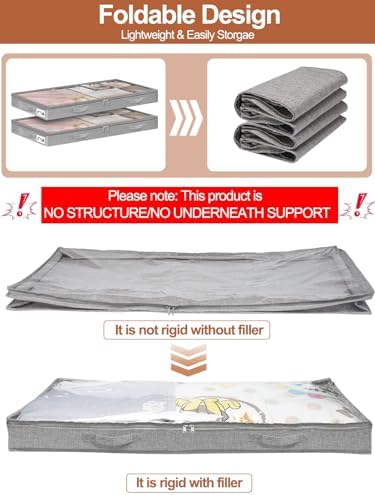punemi Low-Profile Under Bed Storage Containers, 20 x 40 x 3 in, 4 Pack - Image 4