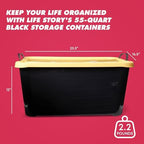 Life Story 18 Pack Stackable Storage Bin, 55 Qt Organizer, Black/Yellow - Image 4