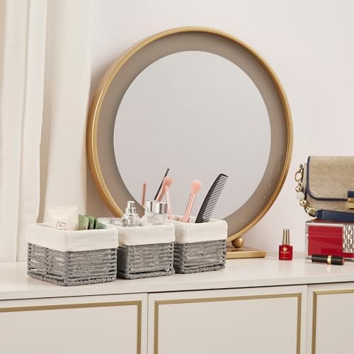 Vagusicc Wicker Storage Basket, Hand-Woven Paper Rope Wicker Baskets, Rectangular Small Wicke Baskets for Organizing, Cube Storage Bins for Closet/Clothes/Dresser, Grey, 5-Pack - Image 6