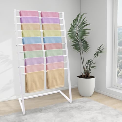 Scarf Display Stand, 10 Tier Metal Scarf Holder Organizer, Scarf Hanger Scarf Holder Scarf Organizer Belt Organizer Pants Rack Scarf Rack for Commercial Clothing Retail Store (White, 80cm) - Image 2
