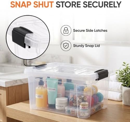 Superio 6.6 Quart Clear Plastic Storage Boxes with Lids, Stackable Organizer Containers, BPA-Free Storage Bins for Home, Office, School & Dorm, 18 Pack - Image 6