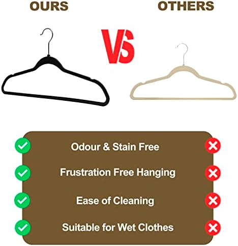 Quality Hangers 160 Pack Plastic Hangers for Clothes - Slim Non-Velvet Hangers with 360° Swivel Chrome Hook & Non Slip Notches - Ideal for Dresses Coats Shirts Jackets & More - Black - Image 6