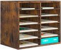 PAG-Mass Countertop Mail Sorter Organizer, Wooden Literature Organizer, Student Mailbox for Classroom, Desktop Bill Organizer for Office Home School, 12 Compartments, Antique Brown by PAG