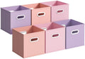 Stero Fabric Storage Cubes Bins, 13 inch Fun Colored Foldable Storage Baskets with Dual Plastic Handle for Home, Kids Room, Closet and Toys Organization, Multi Colored, Set of 6 by Stero