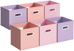 Stero Fabric Storage Cubes Bins, 13 inch Fun Colored Foldable Storage Baskets with Dual Plastic Handle for Home, Kids Room, Closet and Toys Organization, Multi Colored, Set of 6 by Stero