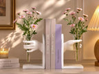 Vintage White Hand Shaped Book Ends, Decorative Bookends for Shelves - Image 2