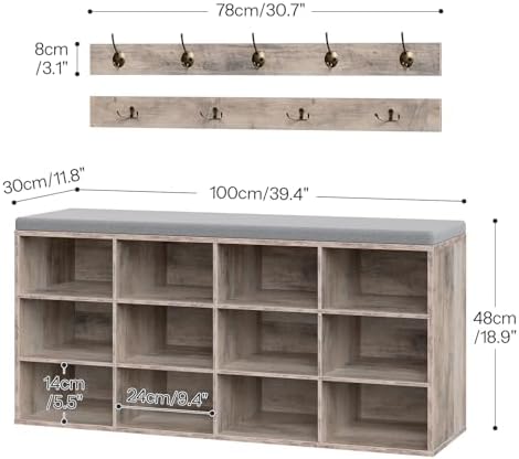 HOOBRO Shoe Storage Bench with Cushion, 39.4" L Entryway Bench - Image 3