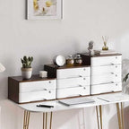 4-Tier Wooden Storage Cabinet, Dsmall File Cabinet, Office Supplies A4/Receipt File Organizer, Desk Storage Organizer With Lockable Drawers, Home Office Storage Cabinet,Walnut+White40*28*40.5Cm - Image 4