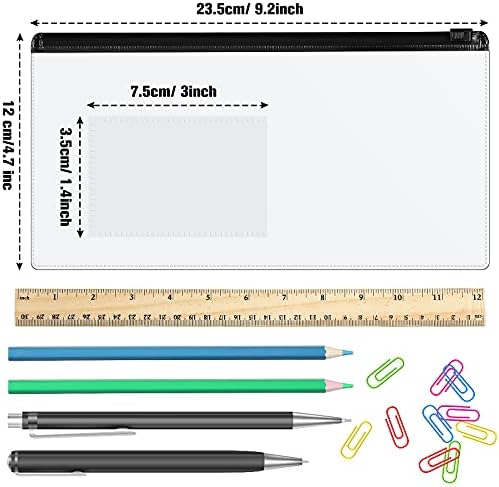 Marspark 100 Pcs 100 Pcs Zip Envelope Poly Clear Pencil Pouch, Black - Image 2