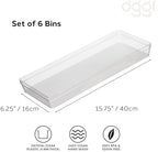 Oggi Clear Drawer Organizer - 6.25" X 15.75" (Set of 6) - Ideal for Organizing Kitchen Drawers, Office, Desk, Silverware, Kitchen Utensils, Cosmetics and Bathrooms - Image 2