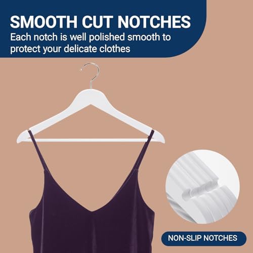 Amber Home 30 Pack White Wooden Coat Hangers, Wood Suit Hangers - Image 4