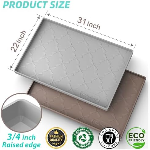 SIKADEER Waterproof Under Sink Mat 31" x 22" Kitchen Cabinet Liner Silicone - Image 3
