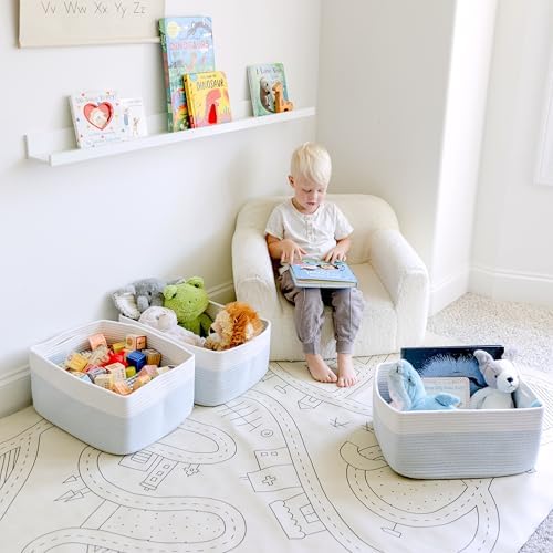 NaturalCozy Storage Baskets 16.8”x13”x7.6” Cotton Rope Woven Baskets for Organizing 3-Pack | Toy Storage Bins | Basket for Shelves, Laundry, Blanket, Clothes, Closet, Kitchen, Bathroom, Gifts - Image 3