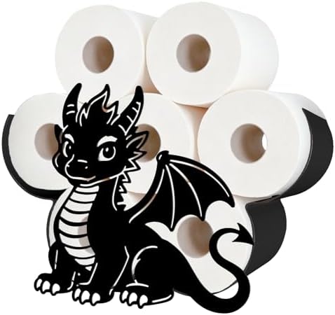 Dragon Toilet Paper Holder Wall Mount/Stand for Extra 8 Rolls by WHIMSTITCH