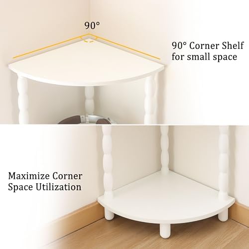 MaxSmeo Corner Bookshelf, 5-Tier Corner Shelf Stand, Modern Corner Plant Shelves with Storage, for Bedroom, Bathroom, Kitchen, Living Room (White) - Image 6