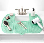 Sink Topper Bathroom Counter Cover & Storage Saver, Foldable Silicone Mat for Hot Tools, Hair Styling & Makeup, Beauty Brush Cleaning Mat, RV Camper Sink Cover & for Small Spaces (Large Green) by SinkTopper