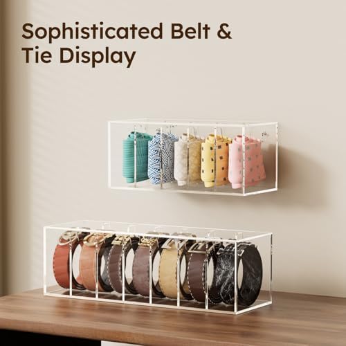 FEMELI Acrylic Belt Organizers for Closet 7-Slots Belt box with Dust Cover - Image 6