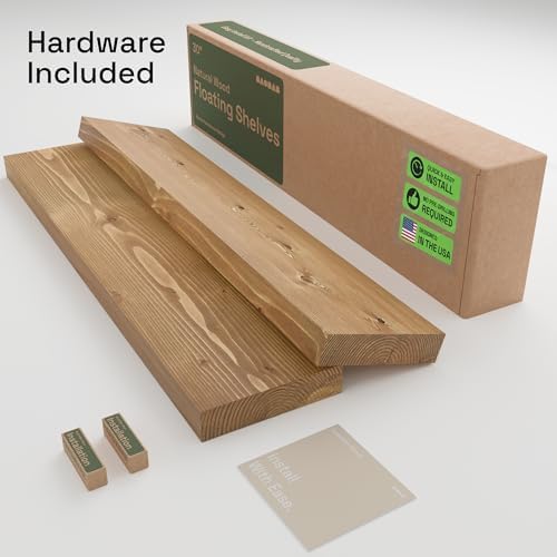 Natural Wood Floating Shelves for Wall 30 Inches Long, Oak Wooden Shelf - Image 6