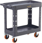 ELAFROS 2-Tier Heavy Duty Utility Rolling Cart, 34 x 17 in, 5" Wheels, Gray by ELAFROS