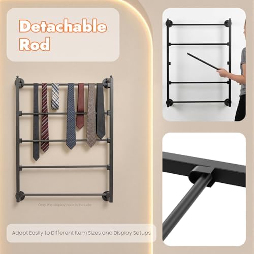 5-Tier Wall Mounted Scarf Rack, Metal Ribbon Organizer Towel Holder, Space-Saving Display for Ties Scarves Wrapping Paper for Home, Flower Shop (Black) - Image 4
