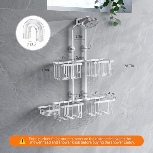 Luxspire Hanging Shower Caddy Overhead, Shower Organizer Hanging, White - Image 2