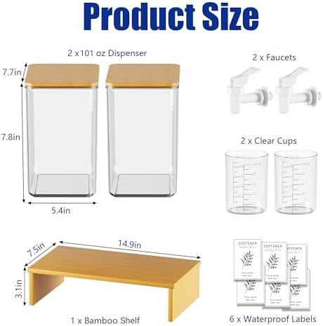 RoleDes Laundry Detergent Dispenser Set, Liquid Laundry Soap Dispensers for Detergent and Fabric Softener, 2 x 101 oz Refillable Containers with Stand for Laundry Room Organization - Image 2