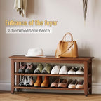 Wood Shoe Bench for Entryway,Bench with Shoe Rack,Storage Shoe Organizer for Hallway,Living Room,Bedroom (Brown, 39.37''W×11.81‘’D×17.71‘’H) - Image 3