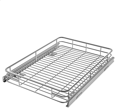 JOWBOOW Cabinet Pull Out Shelves 17" W x 21" D, Chrome by JOWBOOW