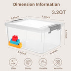 8Packs 3.2Qt Small Clear Storage Bins with Lids, Plastic - Image 2