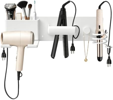 Hair Dryer Holder with Cord Organizer, Curling Iron Holder by SWETON