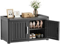 ROJIK Shoe Cabinet Waterproof UV-Resistant,Storage Bench Indoor Outdoor with Adjustable Shelves,for Entryway Bedroom,Hallway,Living Room(Double Door, Deep Black) by ROJIK