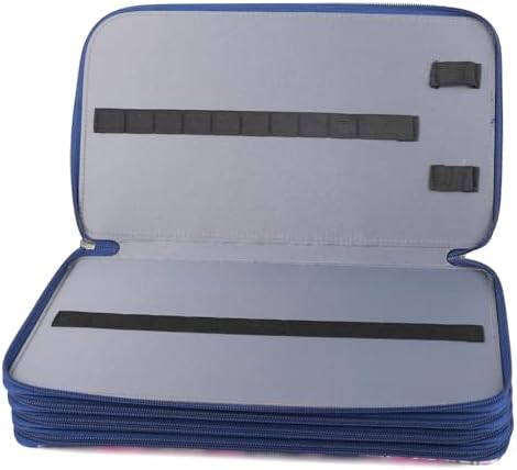 Vomgomfom 300 Slots Marker Case 4-Layer PU Leather, Handle, Blue Rose - Image 5